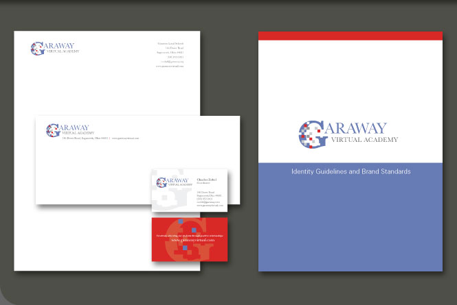 Identity system, guidelines and brand standards for Garaway Virtual Academy.