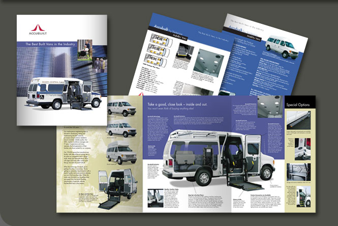 Mobility brochure, illustrations and product sell sheets for Accubuilt, Inc.